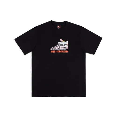 Мороженое ICECREAM X HUF Co Branded SERIES Черная Унисекс T Рубашка