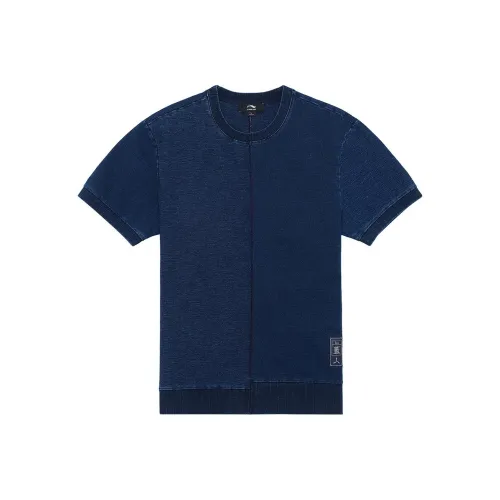 LI NING 1990 Темно-ирисовый синий Мужские T-рубашки
