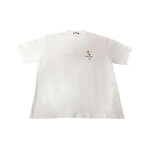 Balenciaga Torch Логотип с принтом Круглый вырез Короткий рукав Т-рубашка Т-рубашка Регулярный крой Мужской Белый