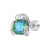 Зеленые серьги-гвоздики в форме змеи [Одиночный]