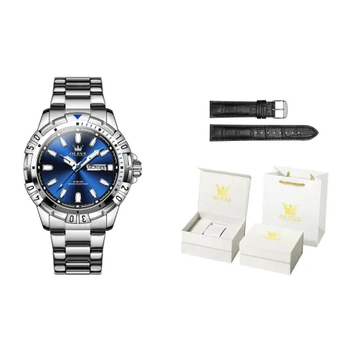 OLEVS Play The Cool Series Кварцевый механизм Нержавеющий стальной ремешок Часы Мужские Черный циферблат