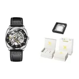 Чёрный кожа с чёрным циферблатом [Роскошная коробка включена]