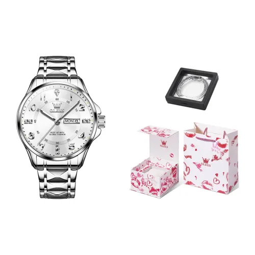 OLEVS Кварцевый механизм Часы Мужские Белый циферблат