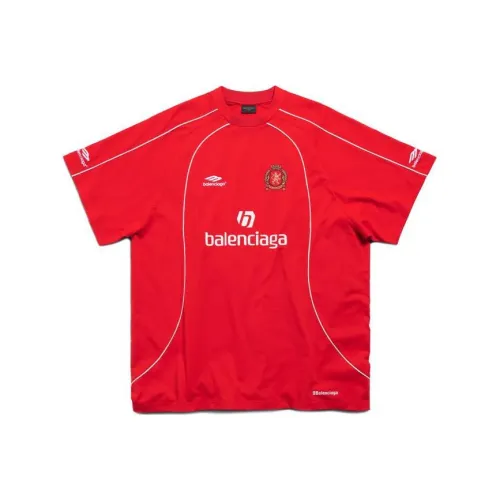 Balenciaga T-Shirt Loose Fit Unisex Red White Баленсиага T-рубашка свободного кроя унисекс красная белая