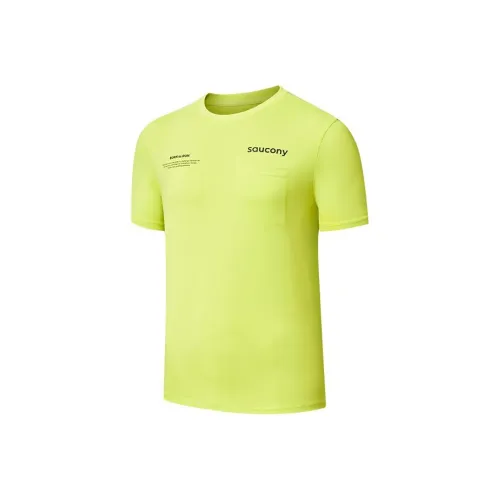 Saucony Lemon Yellow Green Men's T-Shirts Сакони Лимонно-желтый Зеленый Мужские Футболки