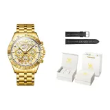 Золотистый стальной браслет, белый циферблат [Роскошная коробка]