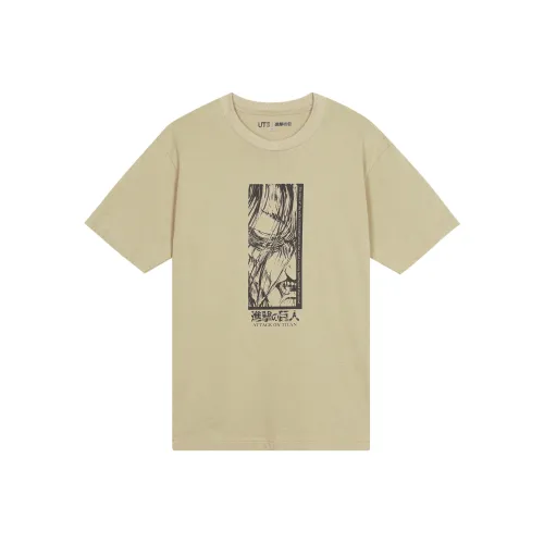 Uniqlo x Attack on Titan Бежевые Мужские T-рубашки