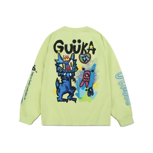 Guuka Длинный рукав T-рубашка унисекс неоновый желтый