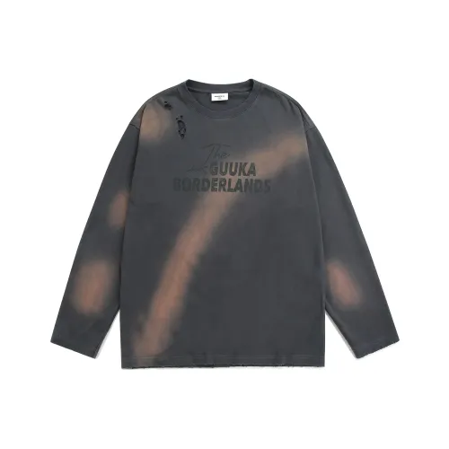 Guuka Длинный рукав Т-рубашка Мужская Темно-серая