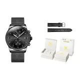 Сетчатая сумка, черный корпус, черный циферблат, серебряная заклепка [Роскошная коробка + кожаный ремешок]