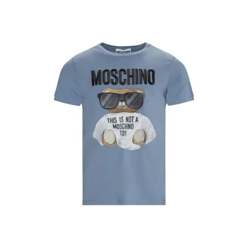 MOSCHINO Небесно-голубая мужская футболка с коротким рукавом