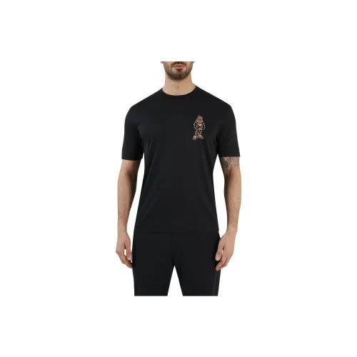 EMPORIO ARMANI Узорный с принтом круглый вырез пуловер короткий рукав рубашка мужская черная