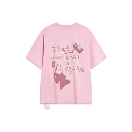 LINING Badfive Рукав с оборванным плечом T-рубашка Унисекс Цветок Ветка Розовый