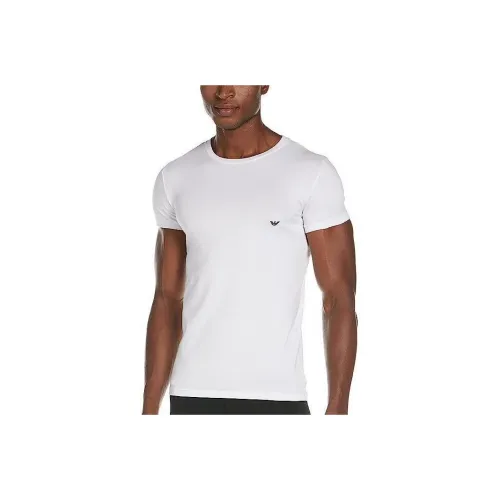 EMPORIO ARMANI Однотонный Круглый вырез Пуловер Короткий рукав Т-Рубашка Мужская Белая