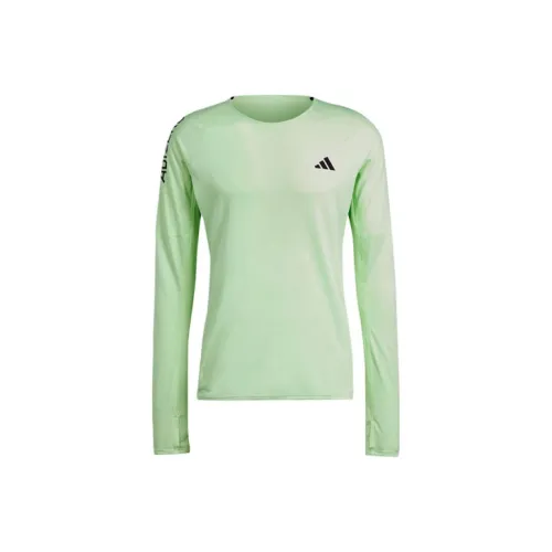 Adidas Adizero Бег Long Sleeve Длинный рукав Топ Рубашка Мужская Зеленая