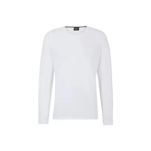 Hugo Boss Длинный рукав рубашка из эластичного хлопка с логотипом детали мужская белая рубашка