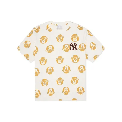 MLB Base Logo New York Yankees Рукав с оборванным плечом T-рубашка Унисекс Темный крем