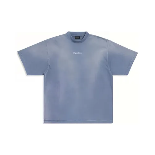 Balenciaga Синий с Белым Lettering Мужская T-Рубашка
