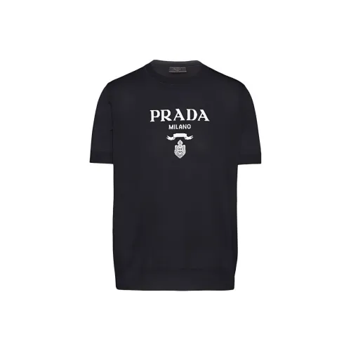 PRADA Темно-синие мужские футболки T