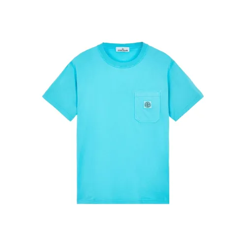 STONE ISLAND Небесно-голубая мужская футболка