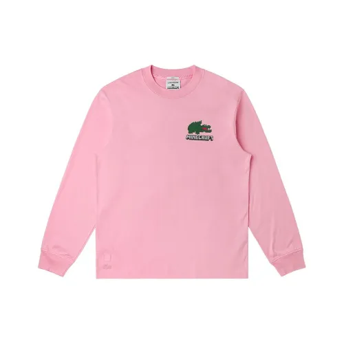 LACOSTE X Minecraft SS22 Длинный рукав Т-рубашка Унисекс Розовый