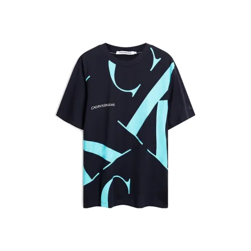 Calvin Klein Черная с Синим Принтом Унисекс Футболка