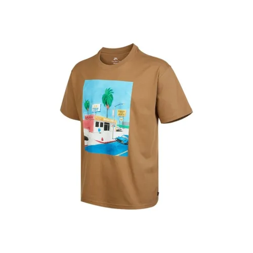 Nike T-Shirt Мужской Темный FLOATING Wood Коричневый