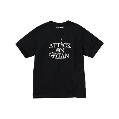 Uniqlo x Attack on Titan Черные Мужские T-рубашки