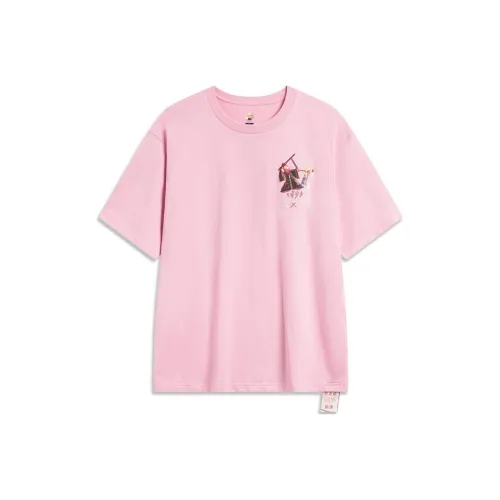 LINING Badfive Рукав с оборванным плечом T-рубашка Унисекс Цветок Ветка Розовый