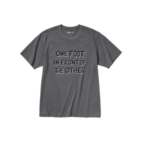 UNIQLO Рубашка с оборванным рукавом унисекс асфальтово-серый