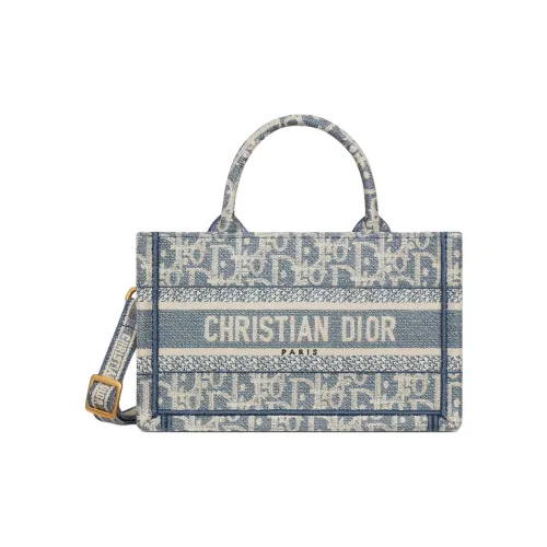 DIOR BookTote Хлопок Тоут Сумка Сумка для покупок Сумка Мини Женская Синяя