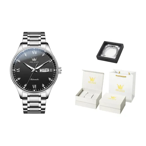 OLEVS Wisdom Series Механический механизм ремешок из нержавеющей стали мужские часы белый циферблат