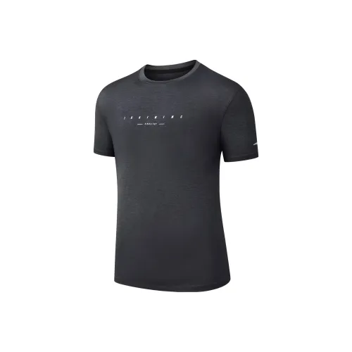 Erke ZONGXUNXILIE Бег T-Shirt Мужская DUAL Окрашенный Jet Black