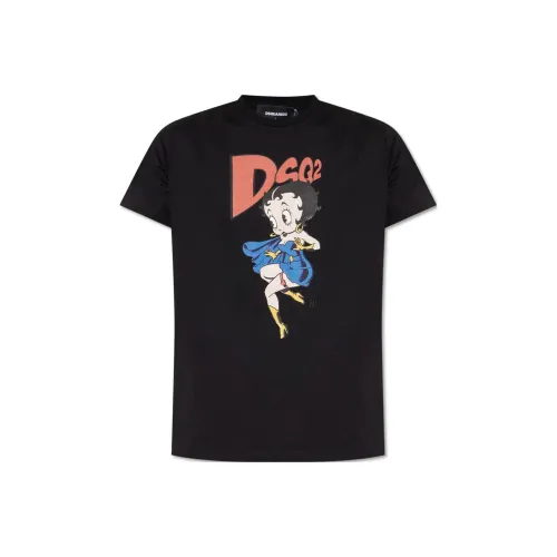 DSQUARED 2 Betty Boop Прохладный Форма T Рубашка T Рубашка Мужская Белая