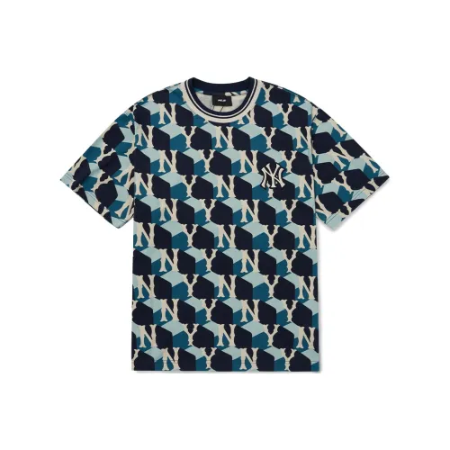 Mlb Base Logo SS22 T-Shirt Корейский стиль Унисекс Морской синий