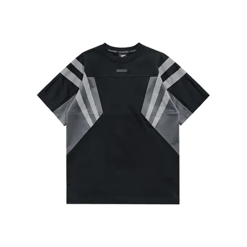 VIP Светоотражающая полоса Цветовой блок Пэчворк Круглый вырез Короткий рукав Т-рубашки Мужской Черный