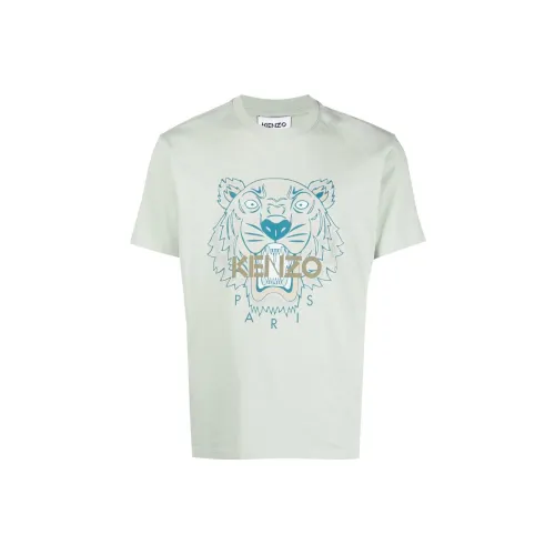 KENZO Classic Tiger Head Зеленый Мужской T-Рубашка