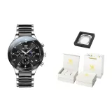 Стальной браслет с керамическим циферблатом в черном цвете [Роскошная подарочная коробка]