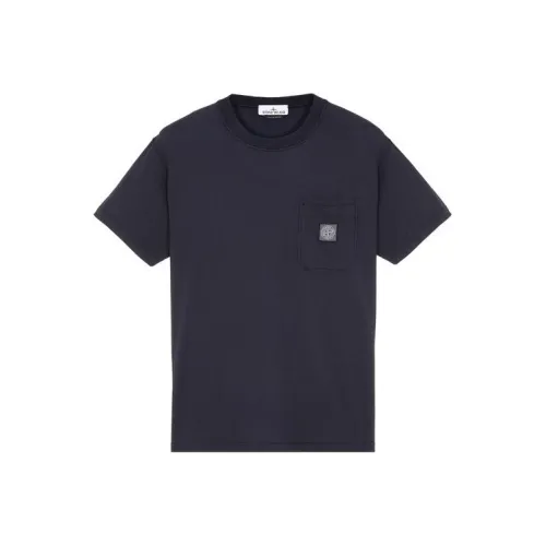 STONE ISLAND Темно-синие мужские футболки