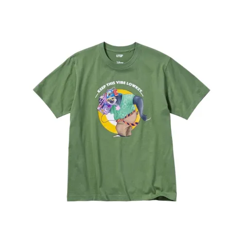 UNIQLO x Disney Co Брендированный SS23 Зеленая Унисекс Футболка