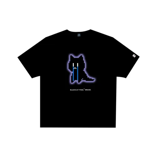 Black Cat Pixel Черная Унисекс Футболка