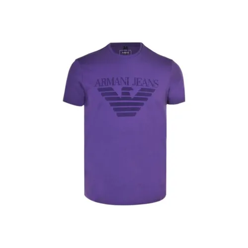ARMANI JEANS Темно-фиолетовые Мужские T-рубашки