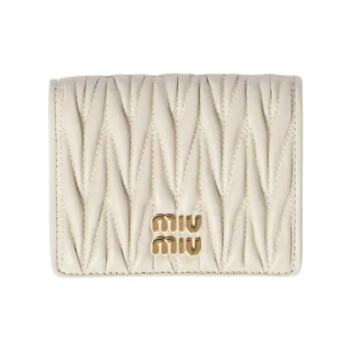 MIU MIU Matelassé Овечья шкура Кошелек Маленький Women's White