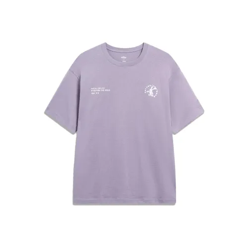 LiNing x Disney T-Shirt Унисекс Дымчатый Серый Розовый Фиолетовый