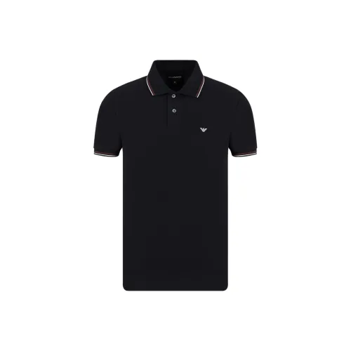 EMPORIO ARMANI Поло Эластичное Пике Микро EAGLE T Рубашка Мужская Морской Синий