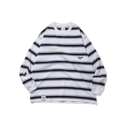 RESTICK Рукав с оборванным плечом Полосатая Длинная Рубашка с длинным рукавом Унисекс