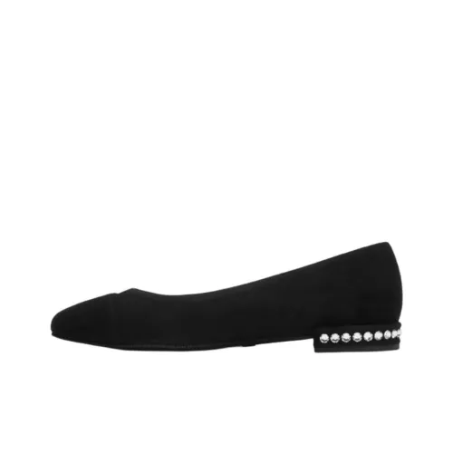 Stuart Weitzman SW Sleek Crystal Flat Casual Shoes Women's Black