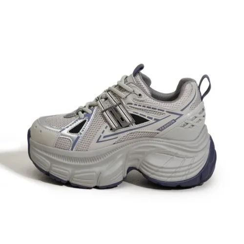 Milan Love Song Дышащий Легкий Увеличение Высоты Низкий Топ Толстая Подошва Кроссовки Женские Серый