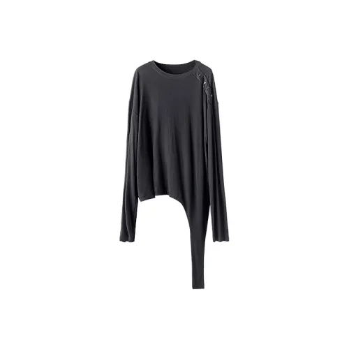 HUANXIANGZHE Длинный рукав Т-рубашка Унисекс Черный