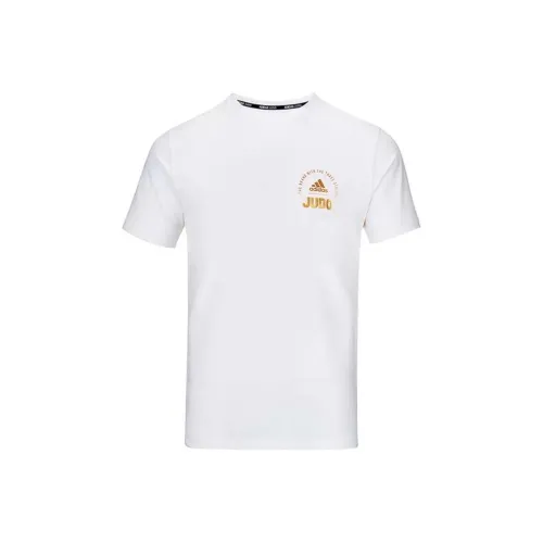 Adidas T-Shirt Мужской Белый с Золотым Логотипом Маленький Логотип